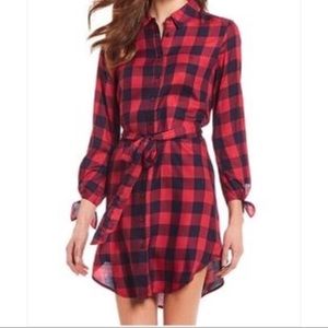 Draper James Buffalo check tie sleeve dress 8
